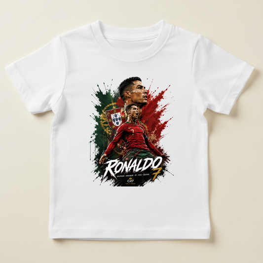 Tricou Cristiano Ronaldo pentru Copii – CR7, 100% Bumbac, Design Fotbal