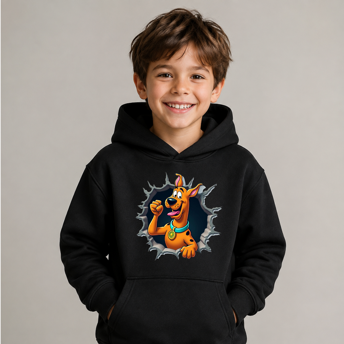 Hanorac Copii Scooby-Doo din Bumbac – cu Glugă și Interior Căptușit cu Polar