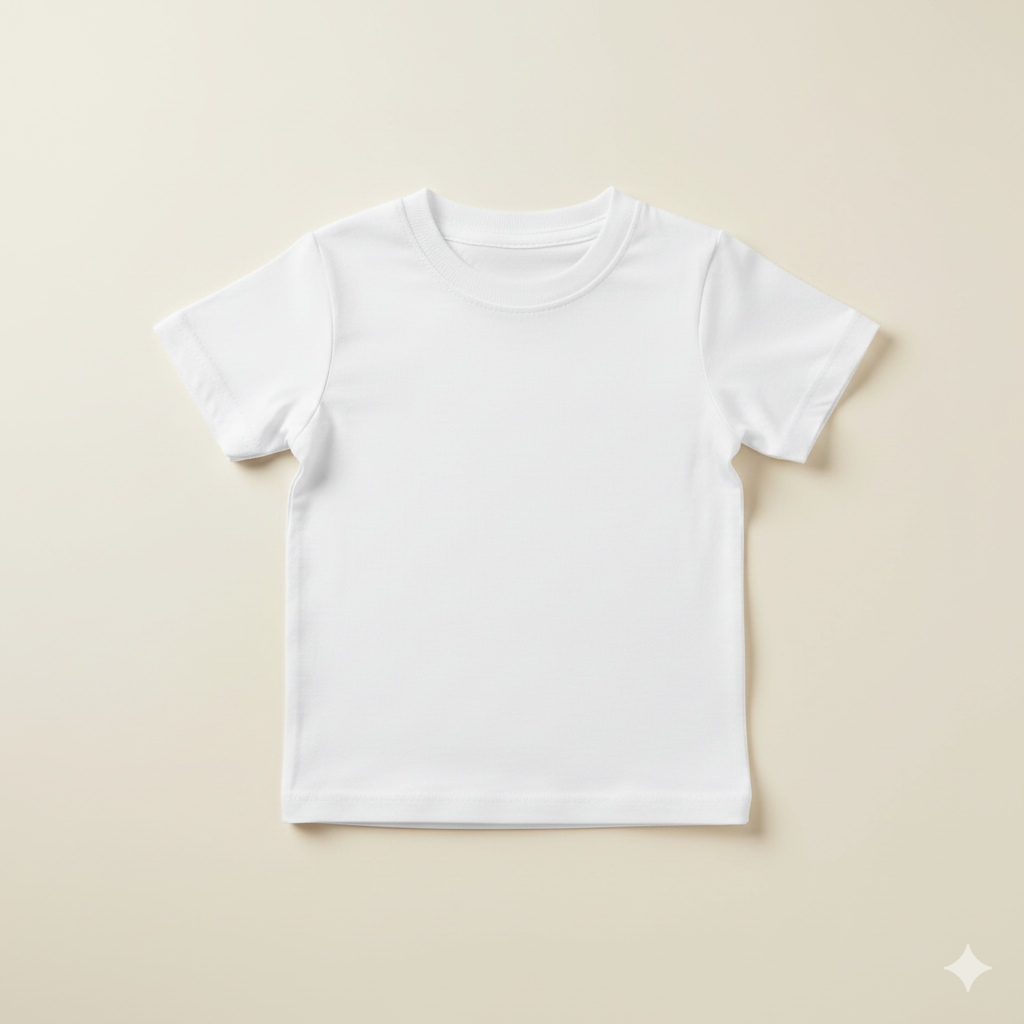 Tricou Alb Copii – 100% Bumbac