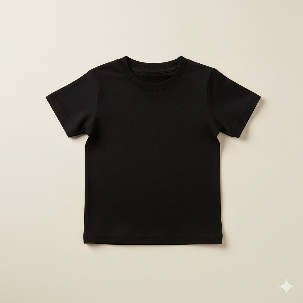 Tricou Negru Copii – 100% Bumbac