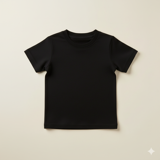 Tricou Negru Copii – 100% Bumbac