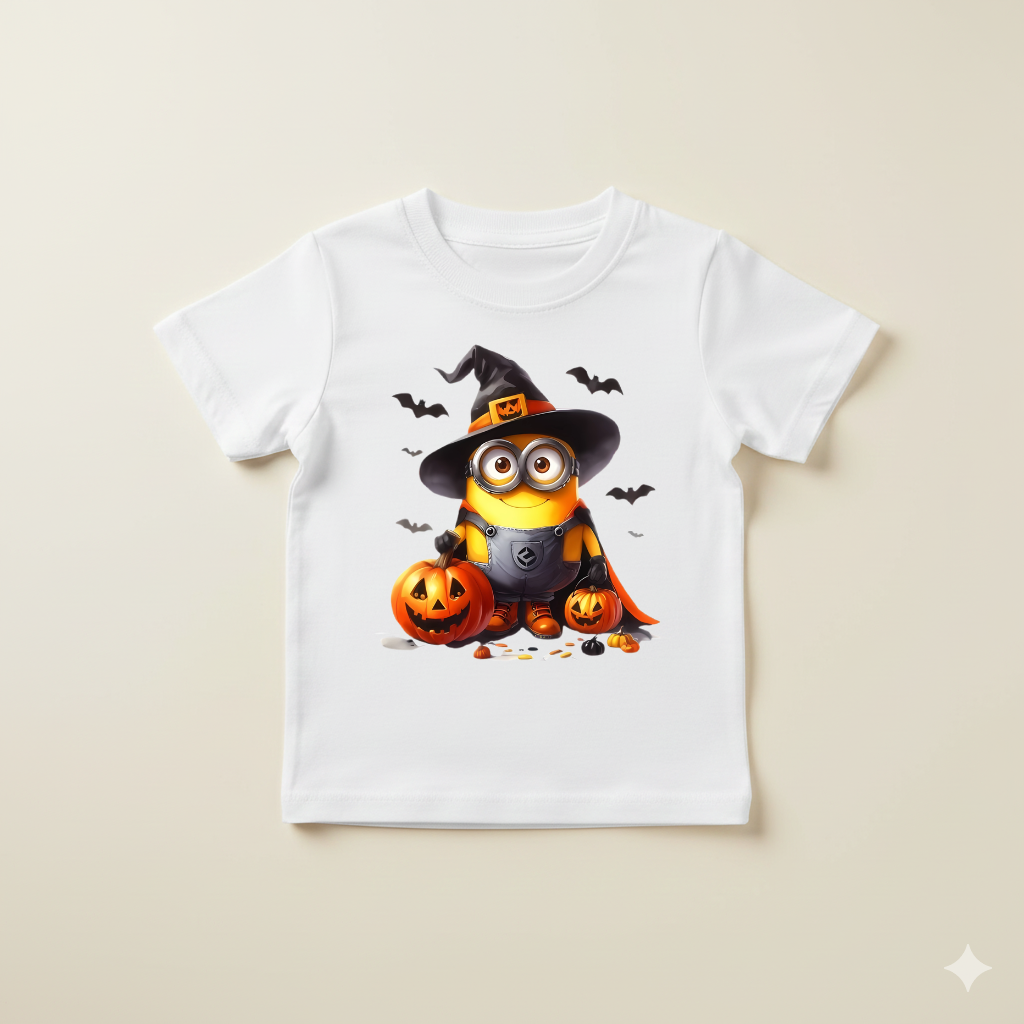 Tricou Copii Minion Halloween – 100% Bumbac, Imprimeu Premium, Tricou cu Design de Halloween