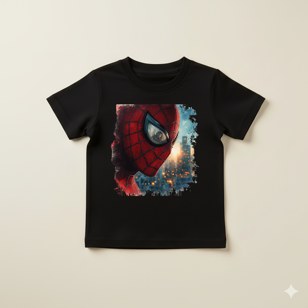 Tricou Copii Spider-Man Black– 100% Bumbac, Imprimeu Premium, Tricou Marvel pentru Copii