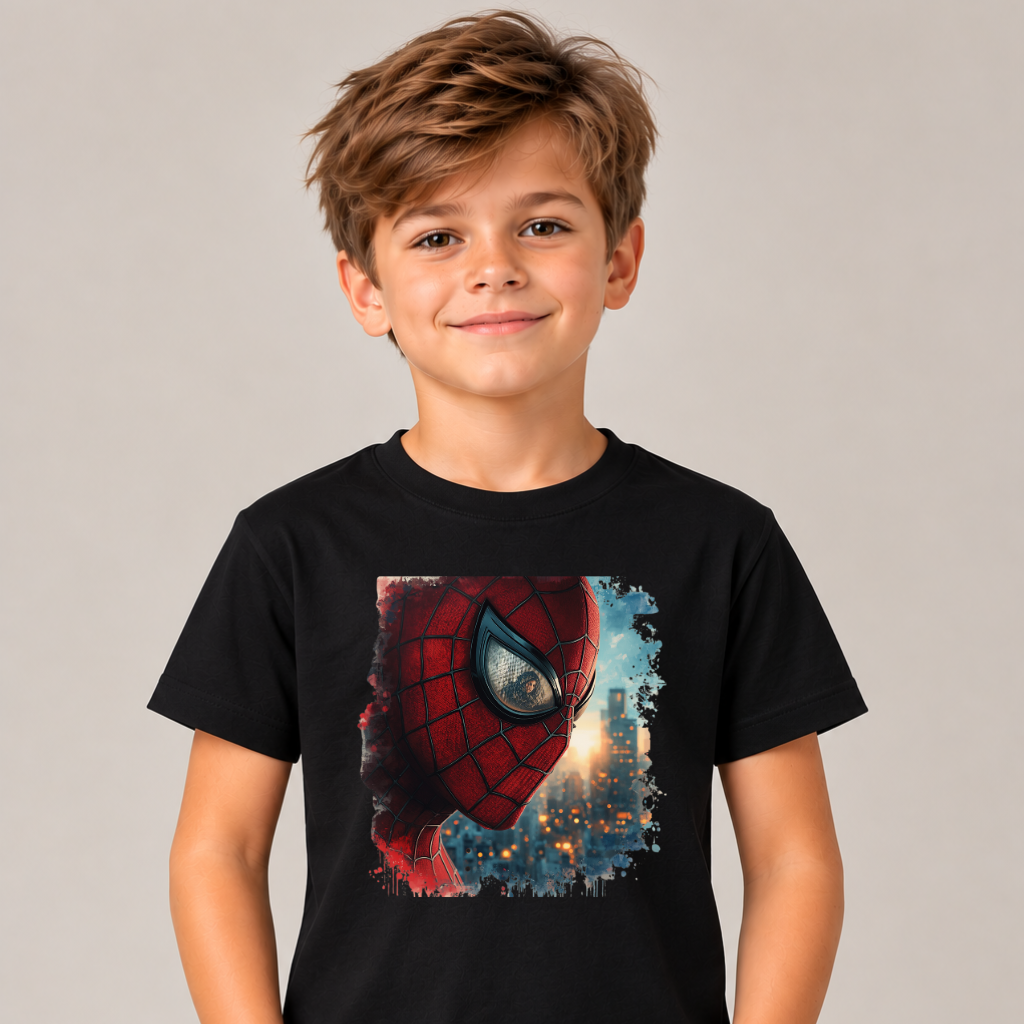Tricou Copii Spider-Man Black– 100% Bumbac, Imprimeu Premium, Tricou Marvel pentru Copii