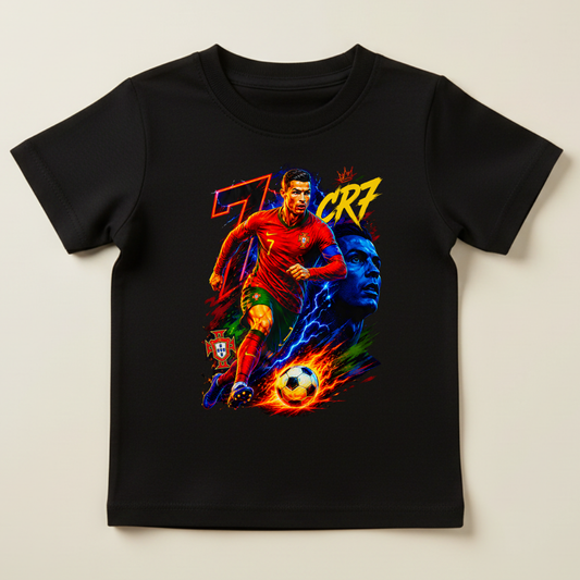Tricou Cristiano Ronaldo CR7 pentru Copii – 100% Bumbac, Design Fotbal Premium