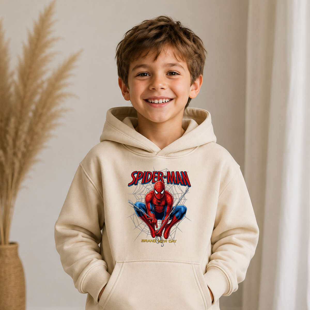 Hanorac Copii Spider-Man Brand New Day din Bumbac, cu Glugă și Interior Căptușit cu Polar