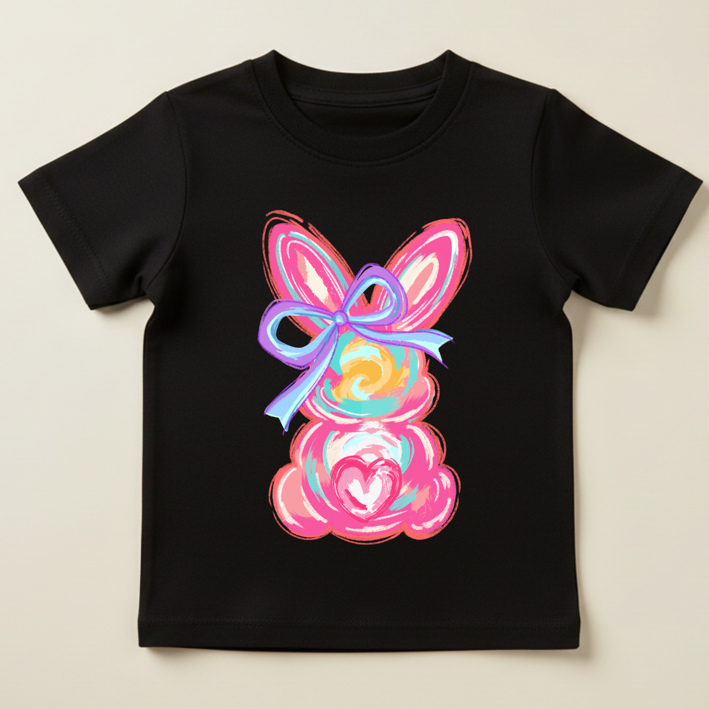 Tricou iepuraș roz cu fundiță