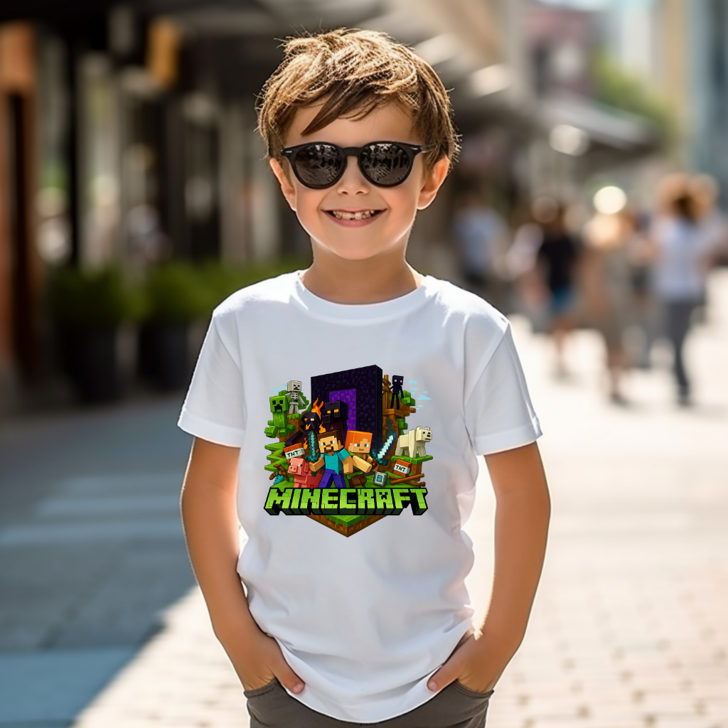 Tricou Copii Minecraft Adventure – 100% Bumbac, Imprimeu Premium