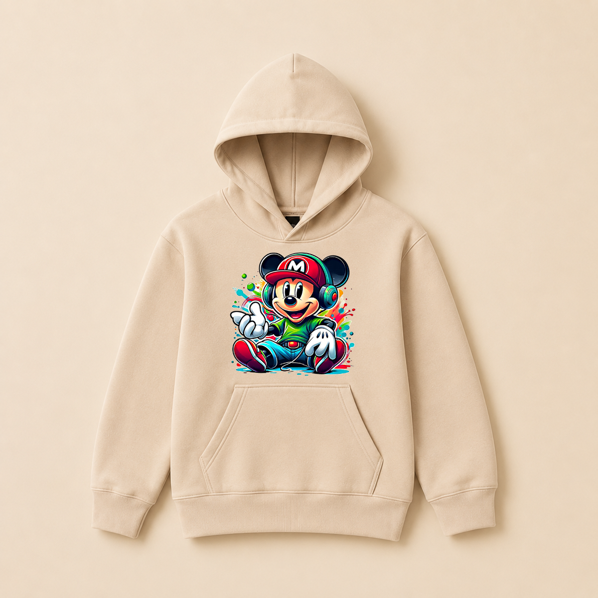 Hanorac Copii Mickey Mouse din Bumbac – cu Glugă și Interior Căptușit cu Polar