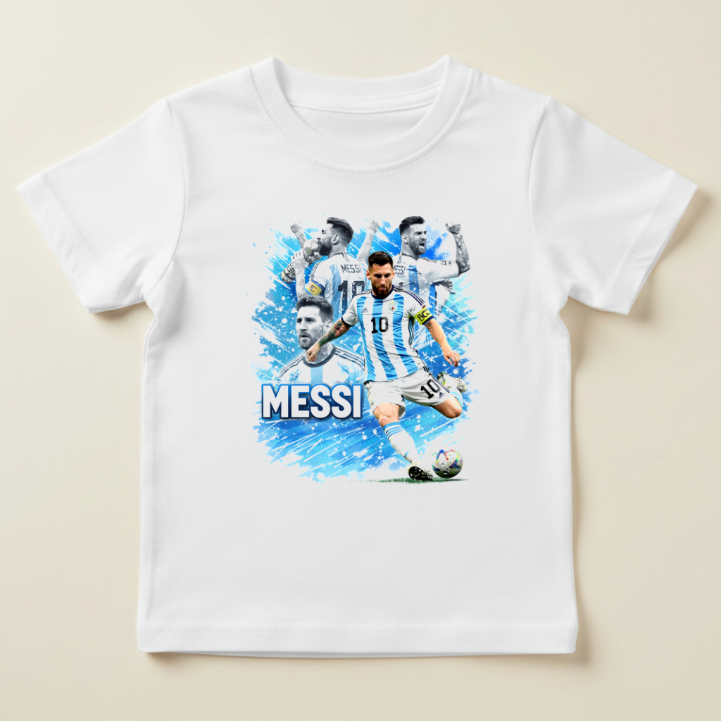 Tricou Lionel Messi pentru Copii – 100% Bumbac, Design Fotbal Argentina