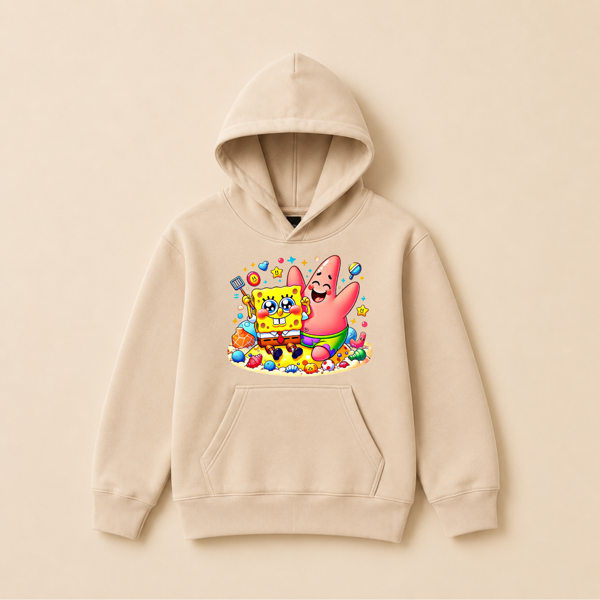 Hanorac Copii SpongeBob și Patrick din Bumbac – cu Glugă și Interior Căptușit cu Polar