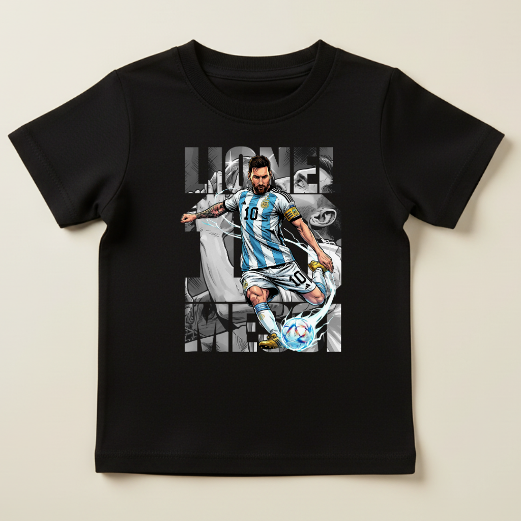 Tricou Lionel Messi pentru Copii – Model Argentina, 100% Bumbac, Imprimeu Premium