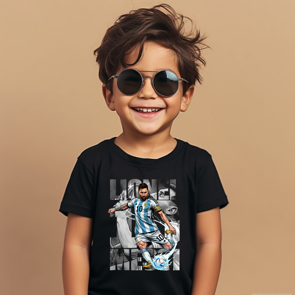 Tricou Lionel Messi pentru Copii – Model Argentina, 100% Bumbac, Imprimeu Premium