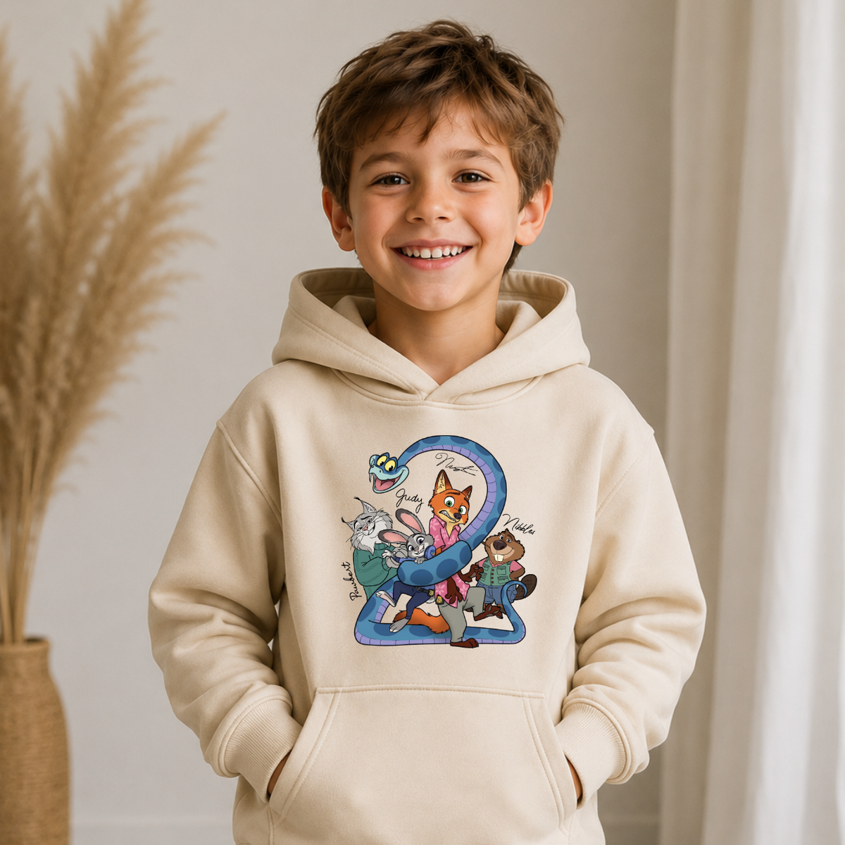 Hanorac Copii Zootropolis din Bumbac – cu Glugă și Interior Căptușit cu Polar