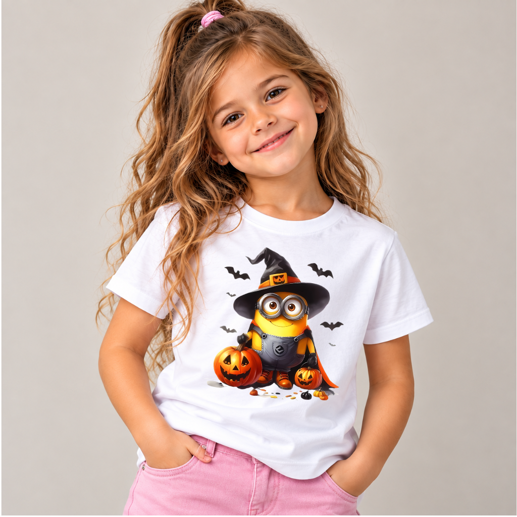 Tricou Copii Minion Halloween – 100% Bumbac, Imprimeu Premium, Tricou cu Design de Halloween