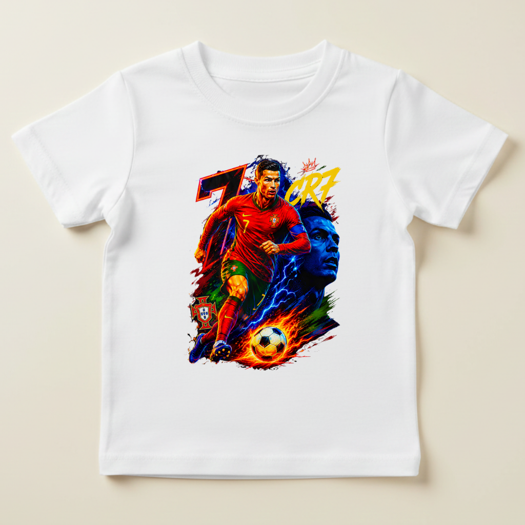 Tricou Cristiano Ronaldo CR7 Copii – Model Fotbal Premium, 100% Bumbac