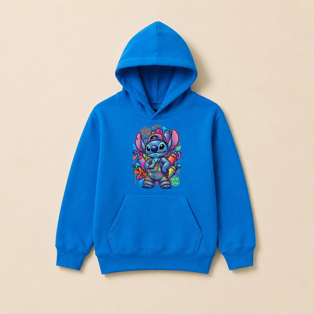 Hanorac Copii Stitch din Bumbac – cu Glugă și Interior Căptușit cu Polar