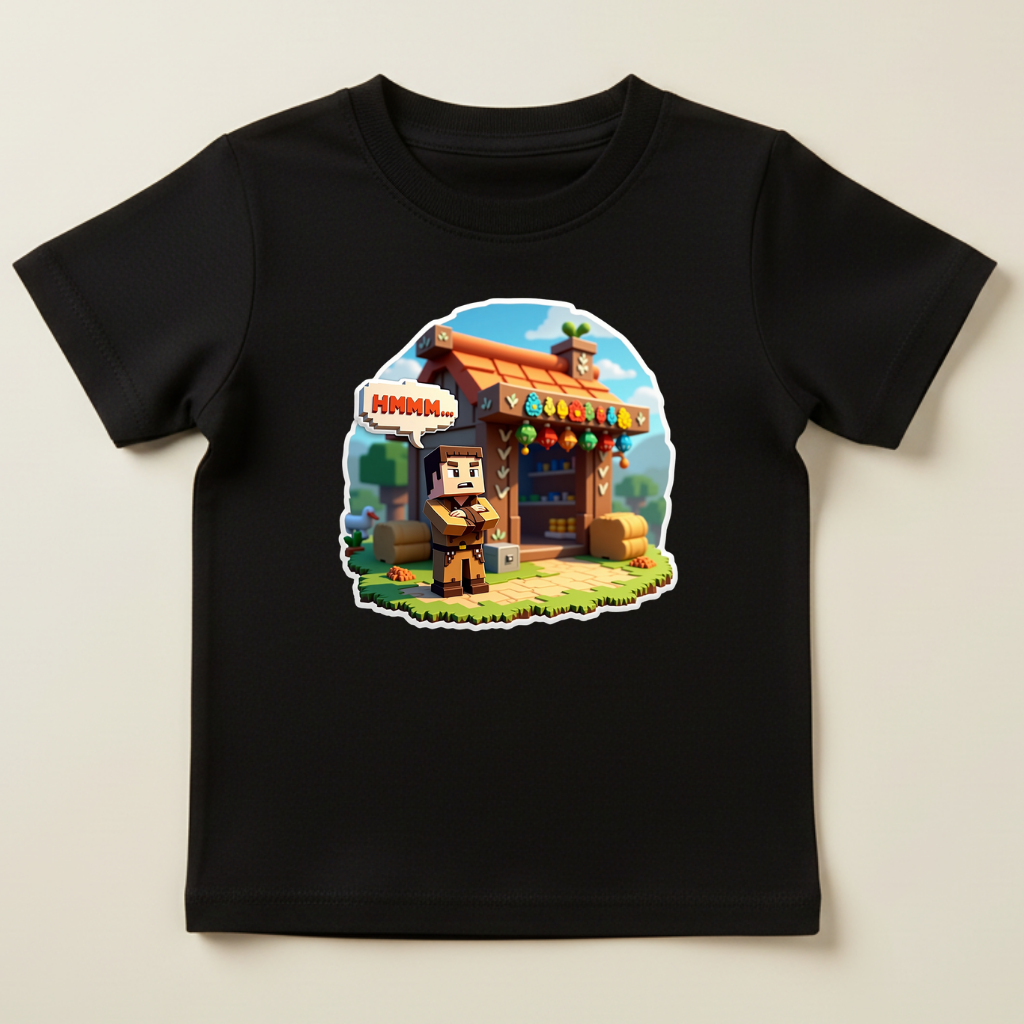 Tricou Copii Minecraft Villager – 100% Bumbac, Imprimeu Premium