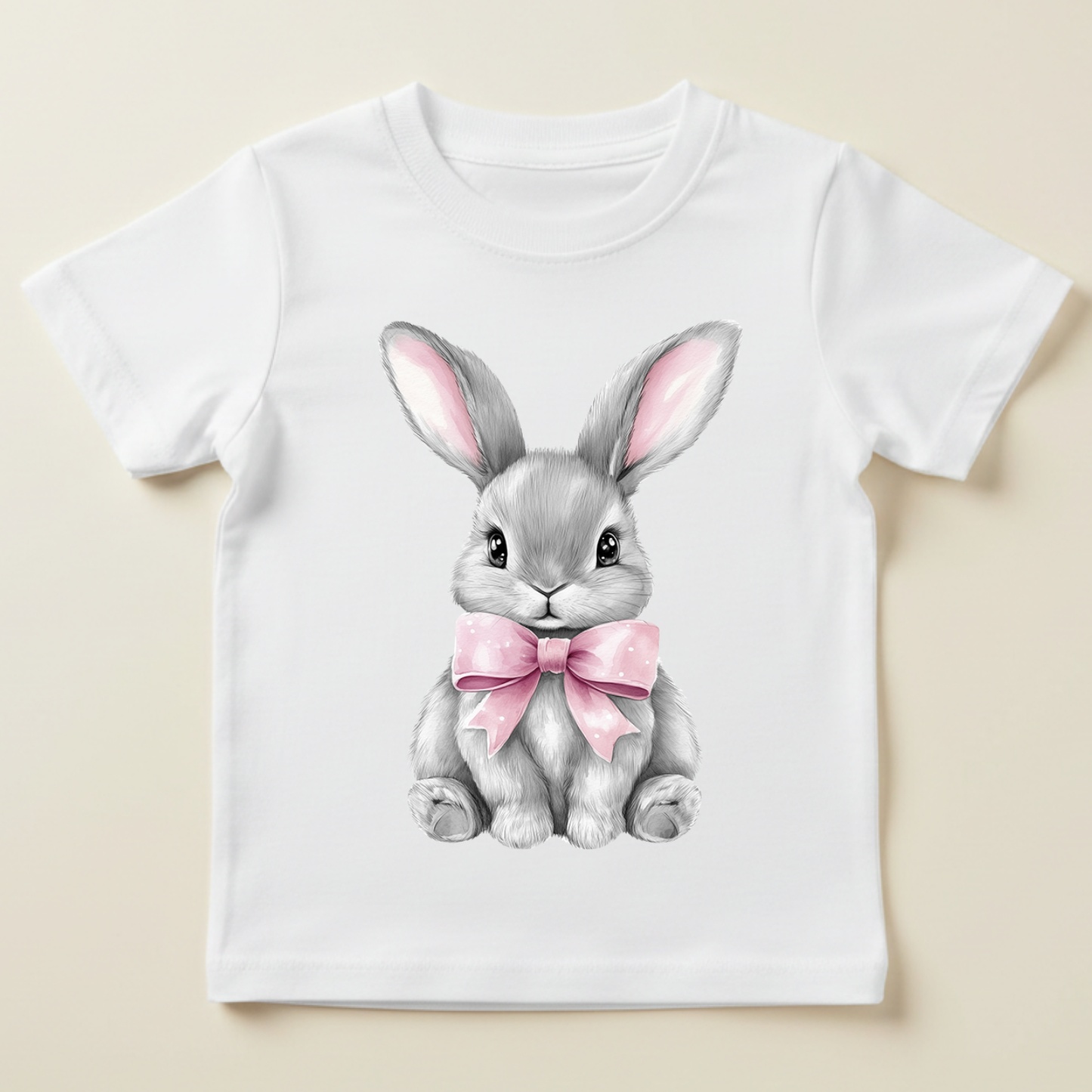 Tricou iepuraș cu fundiță roz