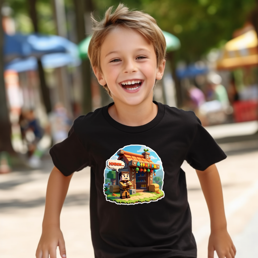 Tricou Copii Minecraft Villager – 100% Bumbac, Imprimeu Premium